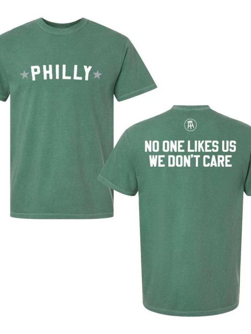 Sage Green Philly Barstool Sports No One Likes Us We Don't Care T-Shirt - Large